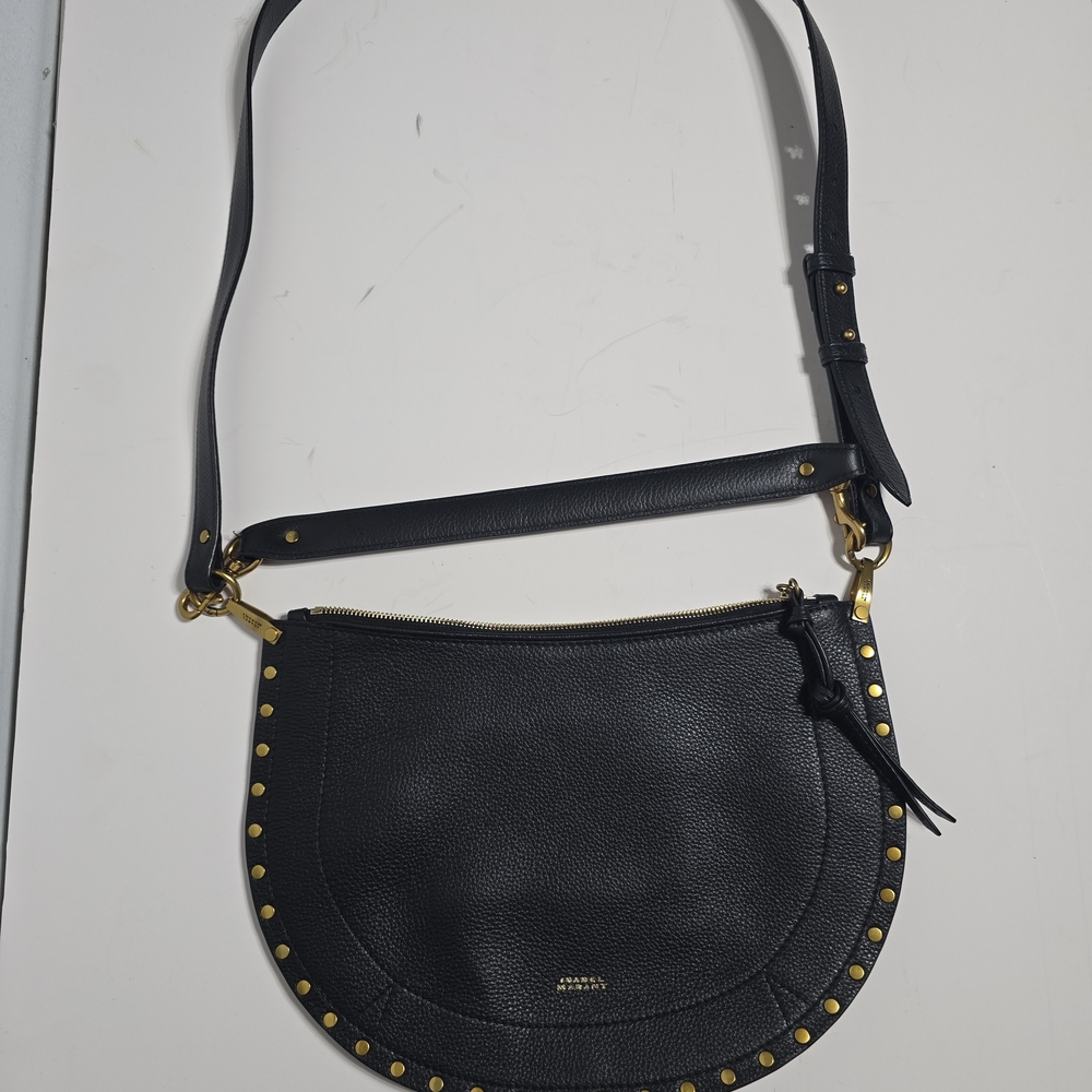 Isabel Marant Black Leather Studded Saddle Shoulder Bag - Picture 8 of 14